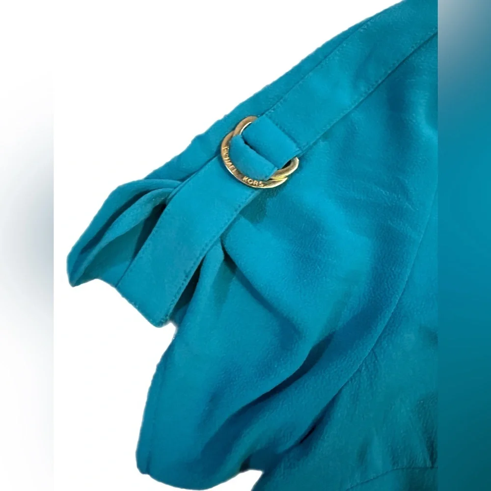 Michael Kors Teal Zippered Blouse